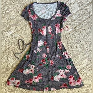 SO Skater Dress Perfectly Soft Perfectly You Gray/Pink Floral Size: S